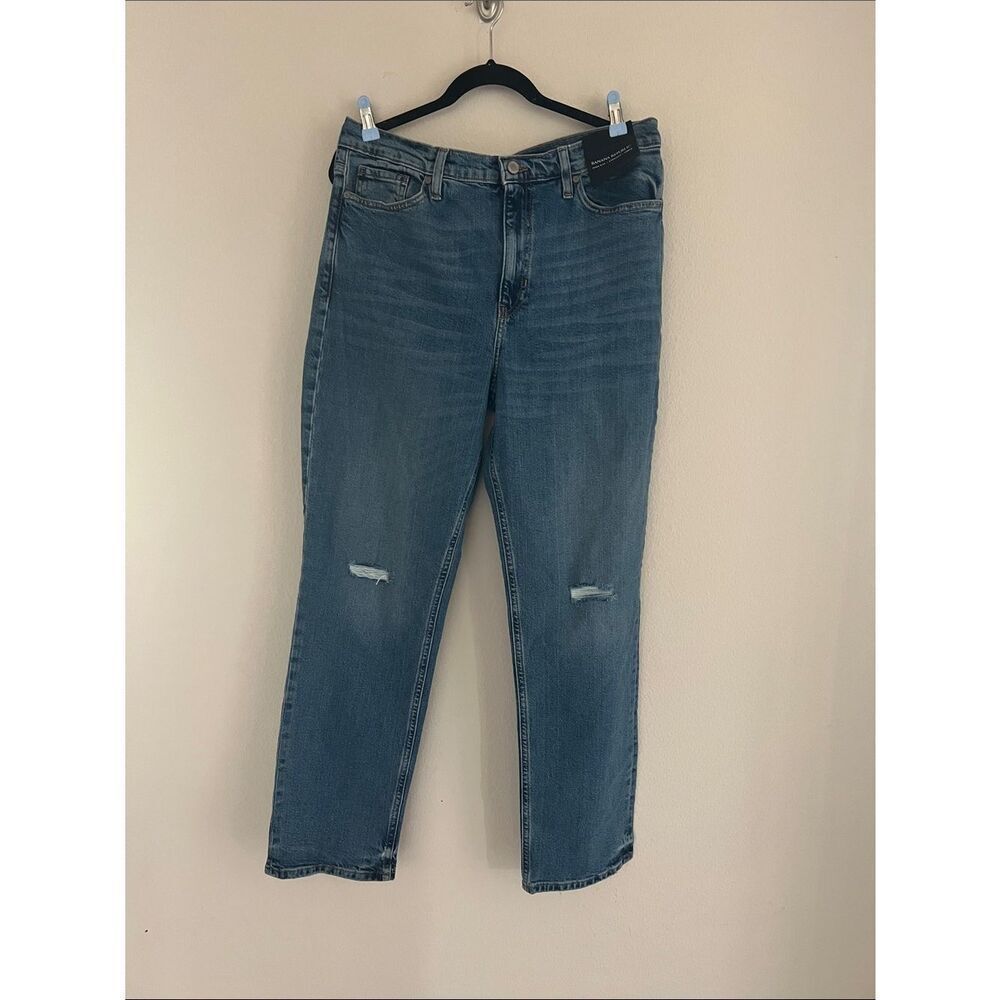 New Banana Republic High Rise Straight Ankle Jeans Women’s Medium Wash Denim 33L